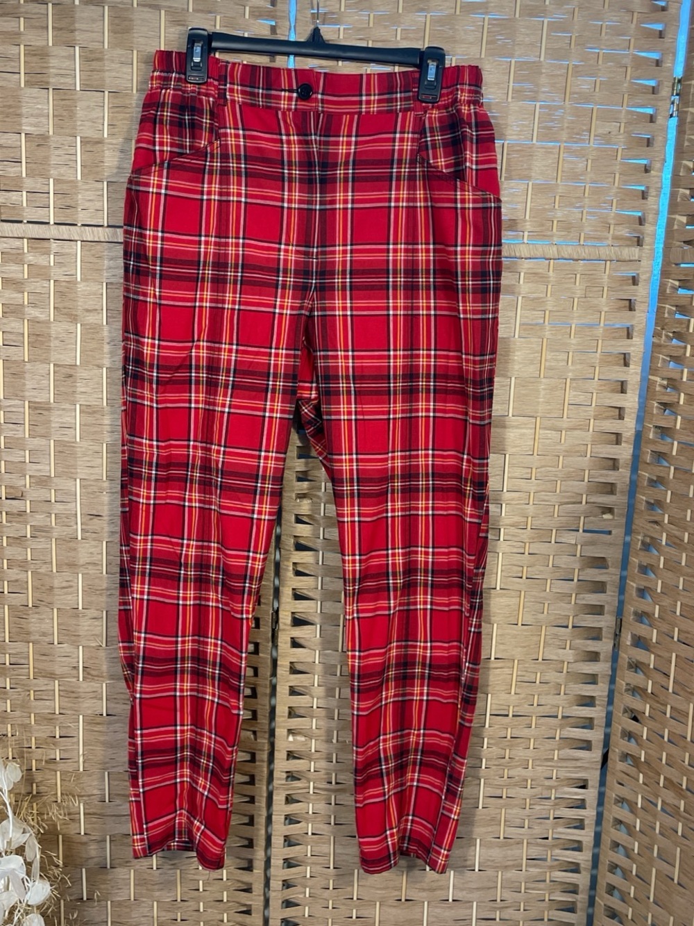 Urban Outfitters Red  Plaid Tartan High Waisted Plaid Pants Size Large